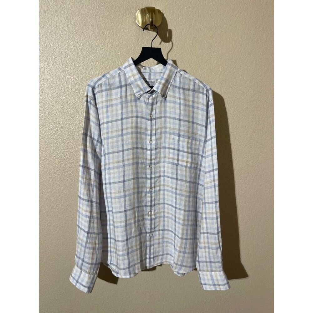 Peter Millar Light Blue & Cream Plaid Button-Down Shirt